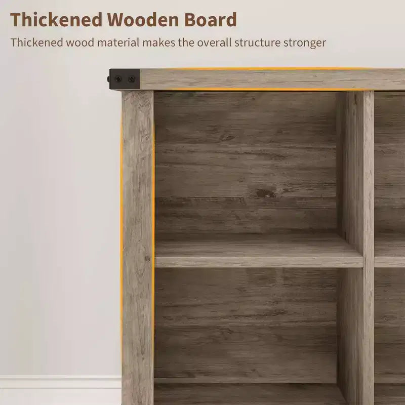 8 Würfelregal, Bücherregal im Landhausstil, 157,5 cm langes Holzregal für den Eingangsbereich, langes, niedriges Bücherregal für das Wohnzimmer
