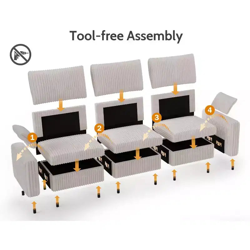Dyonery Modulares Cord-Ecksofa mit waschbaren Bezügen