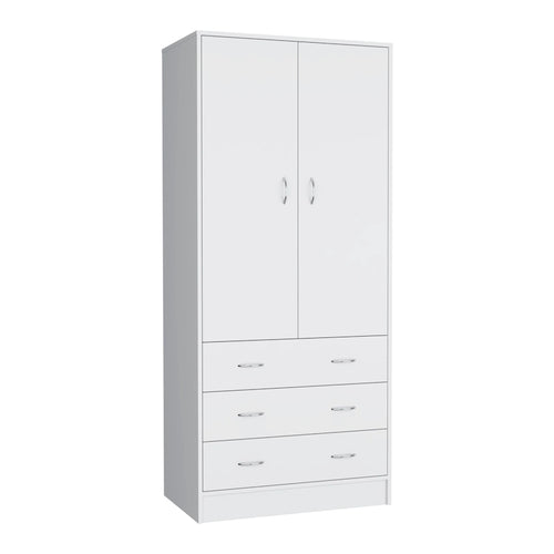 Moderner Doppeltür-Kleiderschrank (19) mit 3 Schubladen und 1 Kleiderstange für das Schlafzimmer