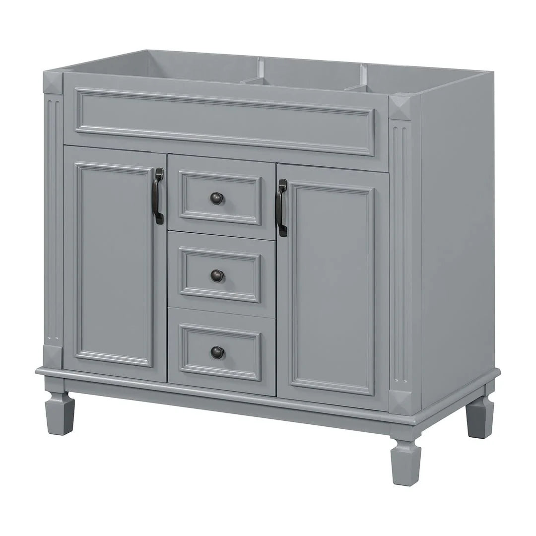Moderner 36'' Badschrank mit Aufsatzwaschbecken und Spiegelschrank, 2 Türen und 2 Schubladen