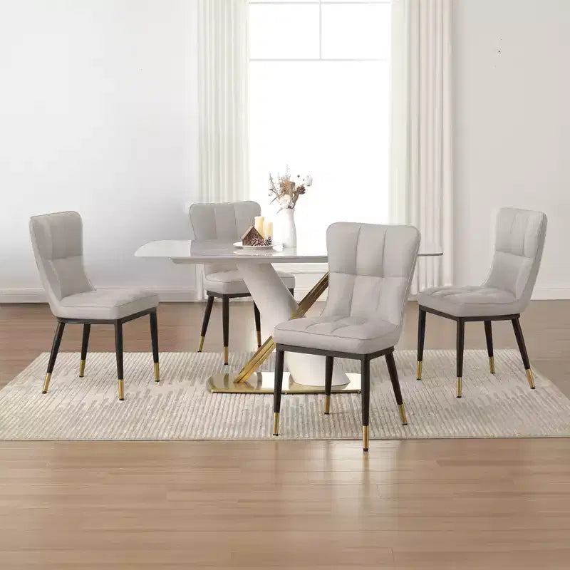 Bekrvio Esszimmerstühle 6er-Set, moderne gepolsterte Kunstledersitze mit hoher Rückenlehne, Metallbeine, armlose Küchenstühle für Wohn- und Esszimmer