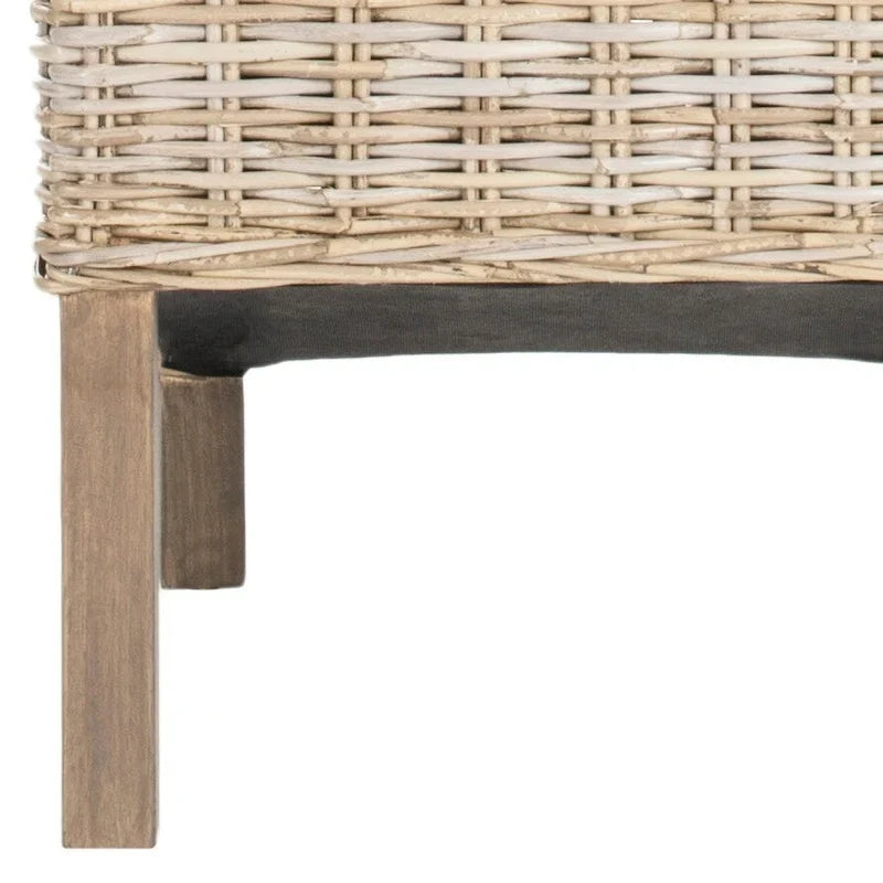 2er-Set Esszimmerstühle aus natürlichem Korbgeflecht 48B x 56T x 104H cm, Boho Coastal Stil