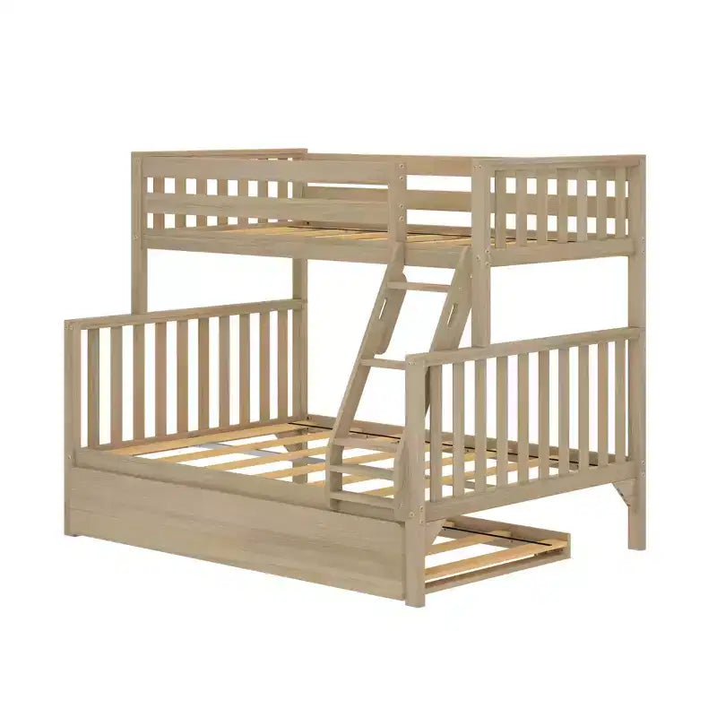 Max & Lily Etagenbett, Twin über Full, mit Ausziehbett, Massivholz Etagenbetten im skandinavischen Stil für Kinder