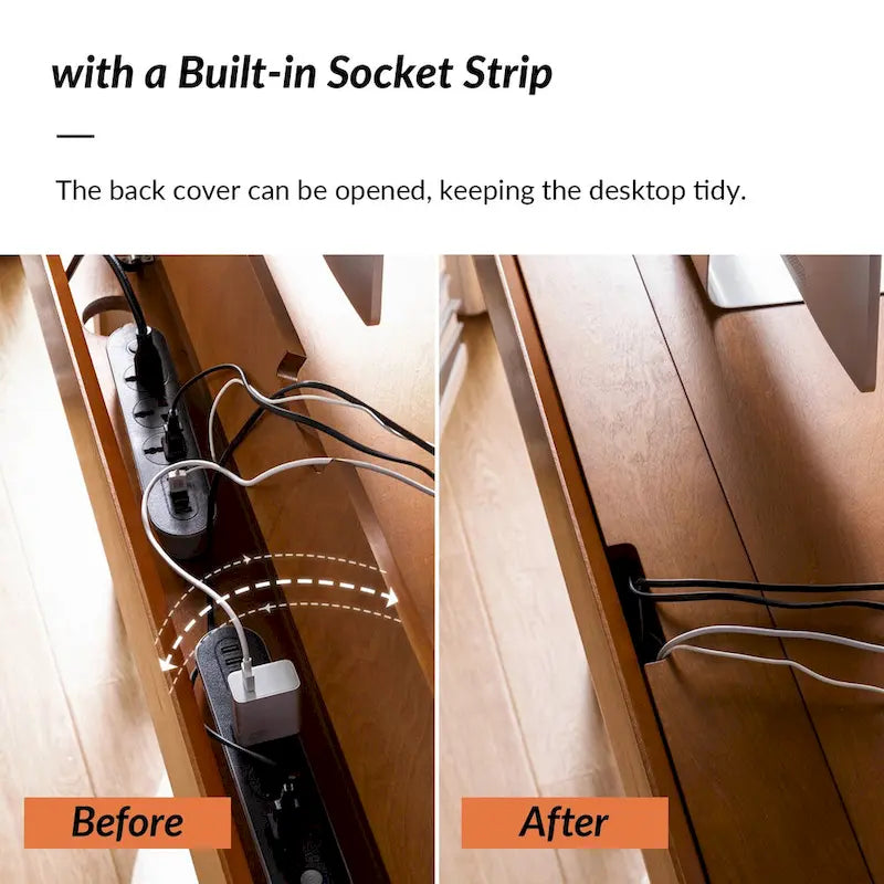 Eugenia Mid-century Büroschreibtisch mit Schubladenteiler, Kabelmanagement und Ladestation von HULALA HOME