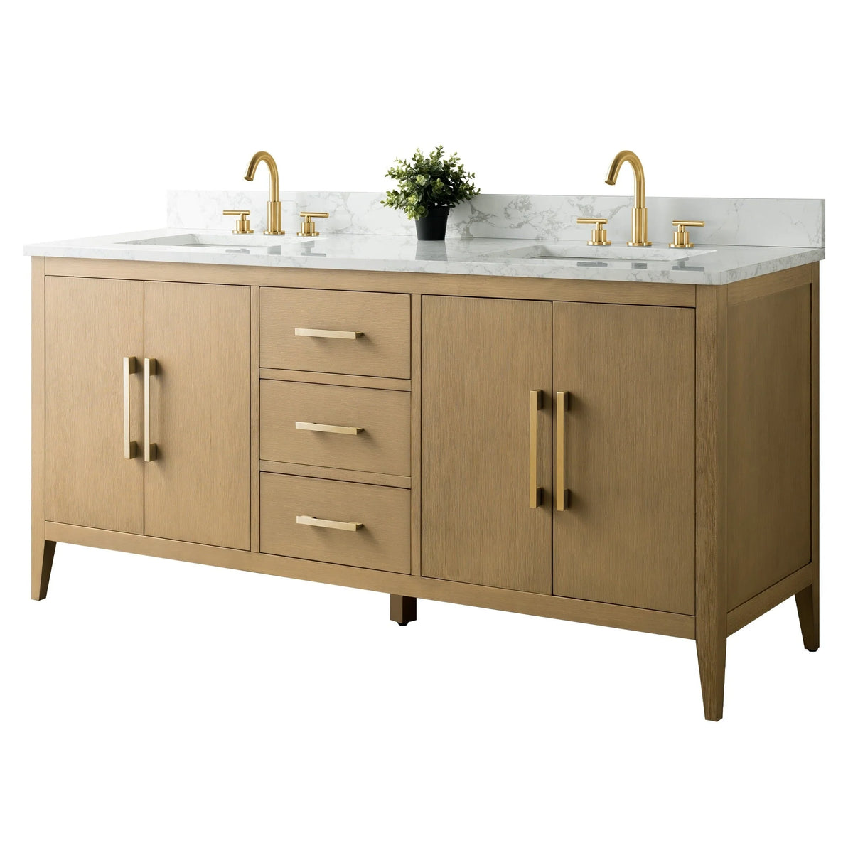 Vanity Art 72 Zoll Badezimmer-Waschtischunterschrank mit Doppelwaschbecken und Kunstmarmorplatte