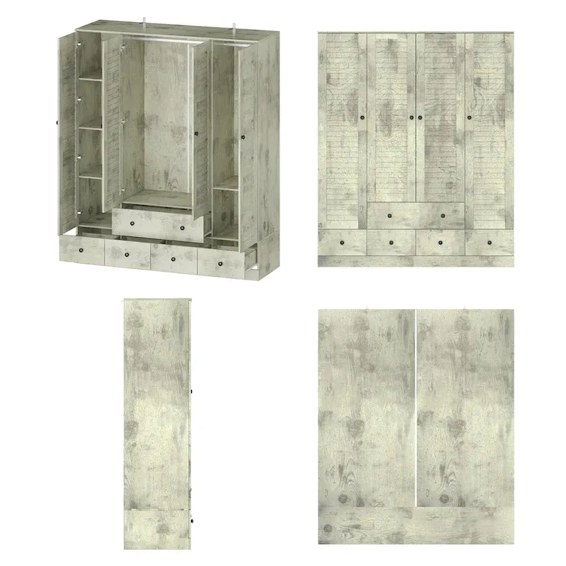 Kleiderschrank Hochschrank Schrank 59B Großer Freistehender Kleiderschrank Weiß