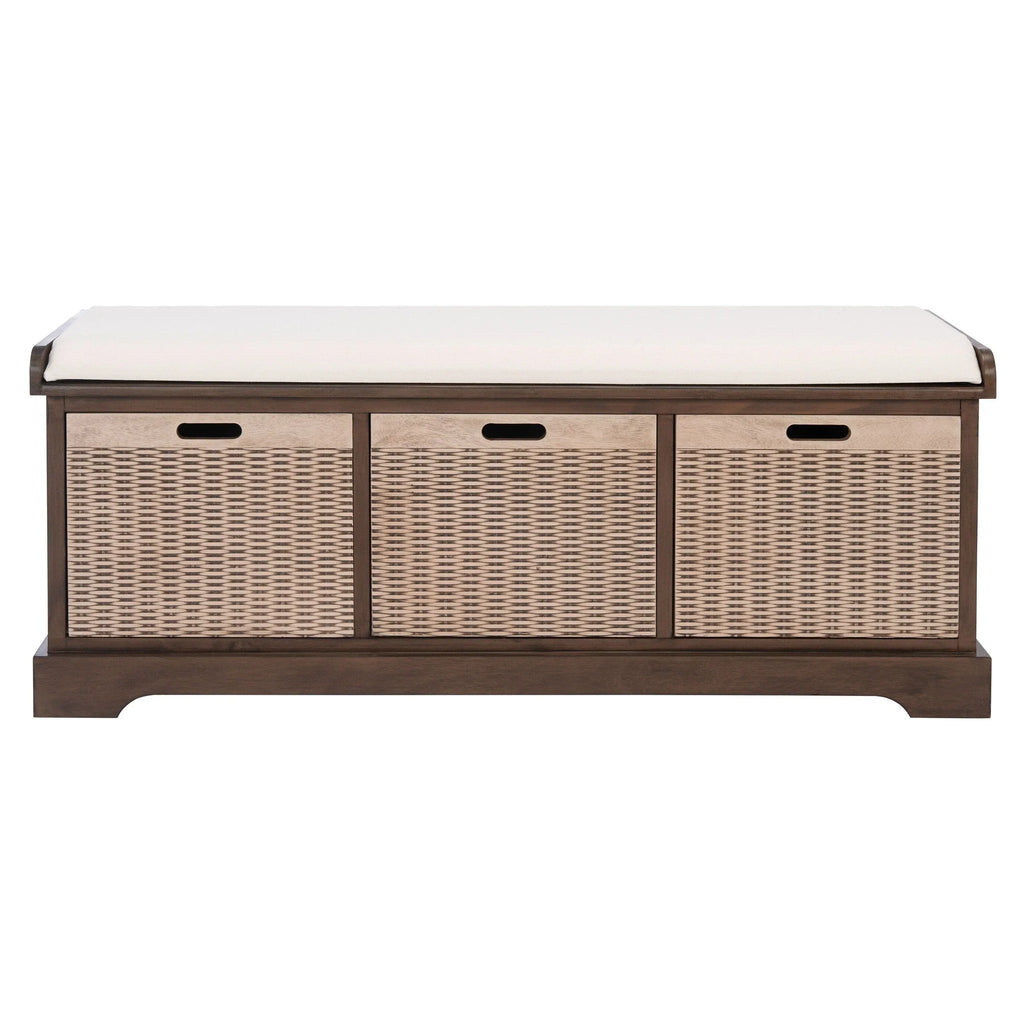 SAFAVIEH Fiorello 3-Schubladenbank mit Polsterung – 120 B x 38 T x 48 H cm – 120Bx38Tx48H
