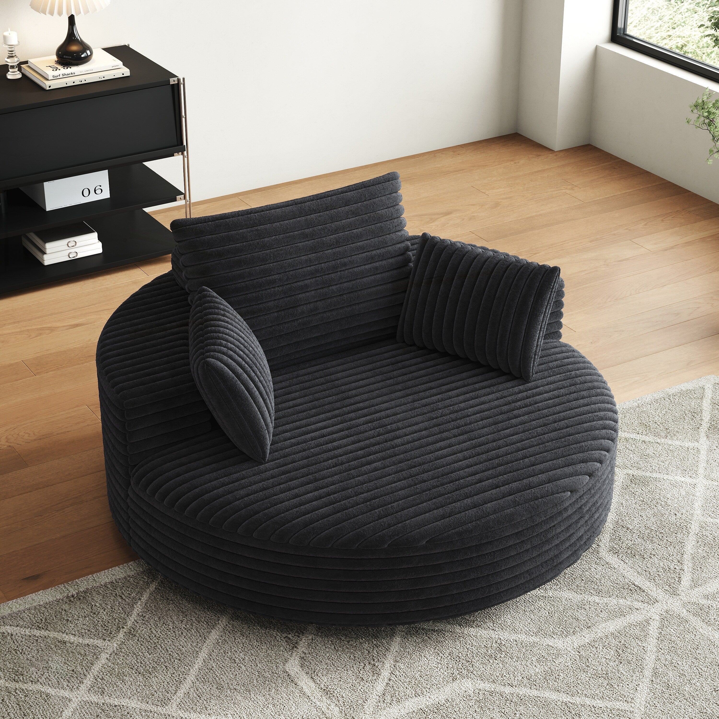 Einzelsessel aus Kord-Chenille-Schaumstoff, drehbar