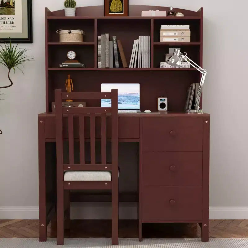 Okak Moderner Home-Office-Computertisch aus Holz mit Desktop/Stuhl & Regal, Jugend-Schüler-Schreibtisch mit Stauraum zum Lernen, Büro