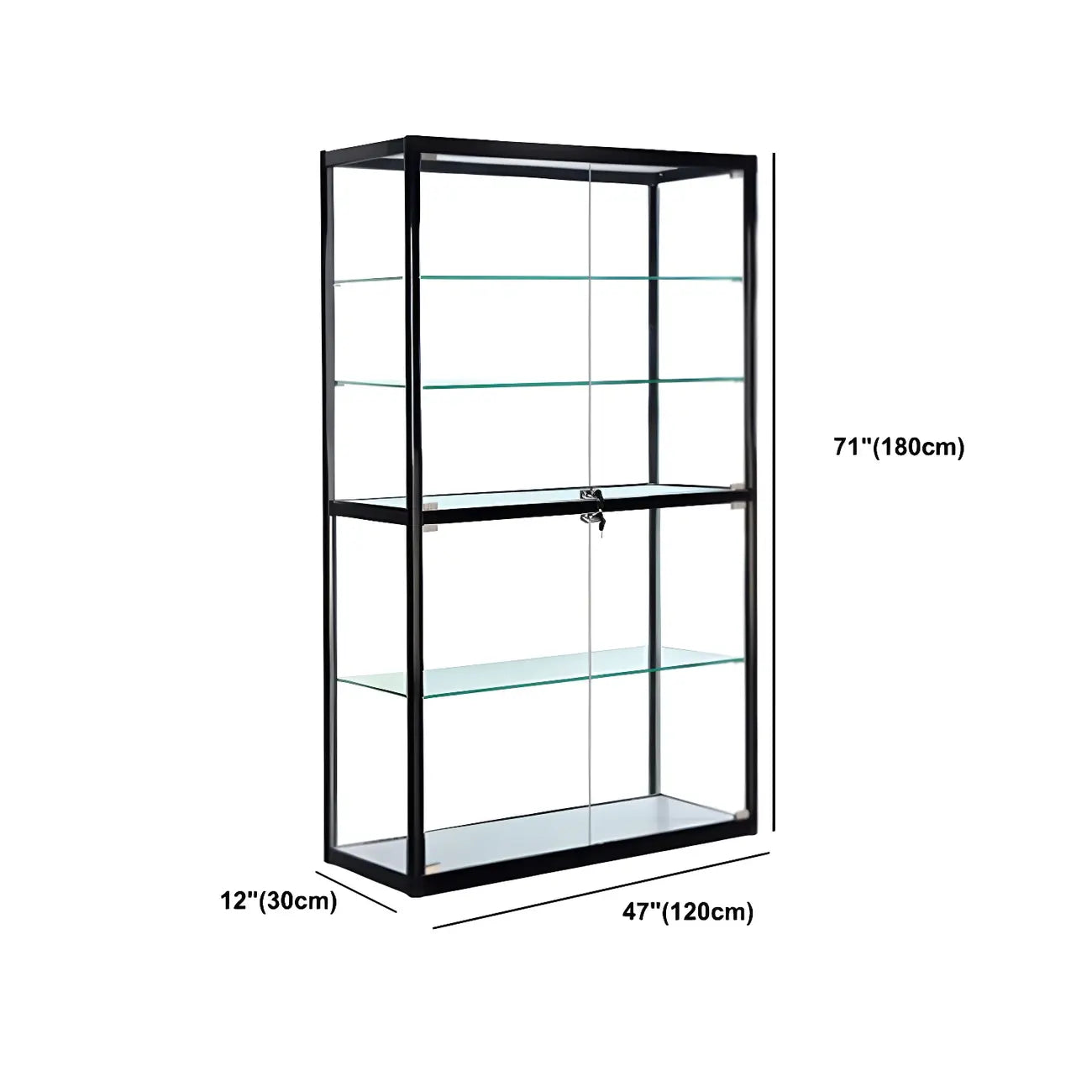 Zeitgenössische rechteckige Vitrine aus schwarzem Glas