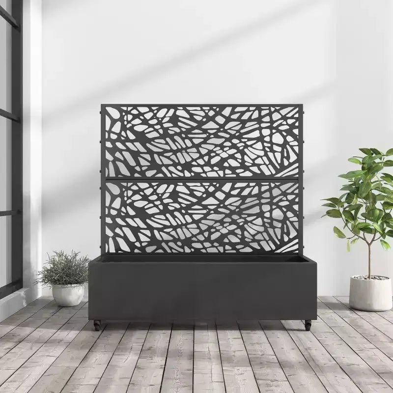 MAYEERTY Pflanzkasten mit Spalier Eisen Schwarz Netz 01 Stil 183x119x41cm 3-teiliges Set