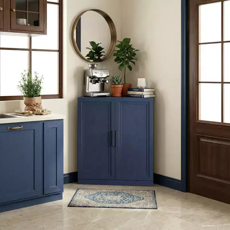 Dovelina Eckschrank mit verstellbaren Einlegeböden, Anrichte, Buffet, Weinschrank, Küchen- und Esszimmerschrank mit Holztüren – 31H x 31W, 36H x 31W