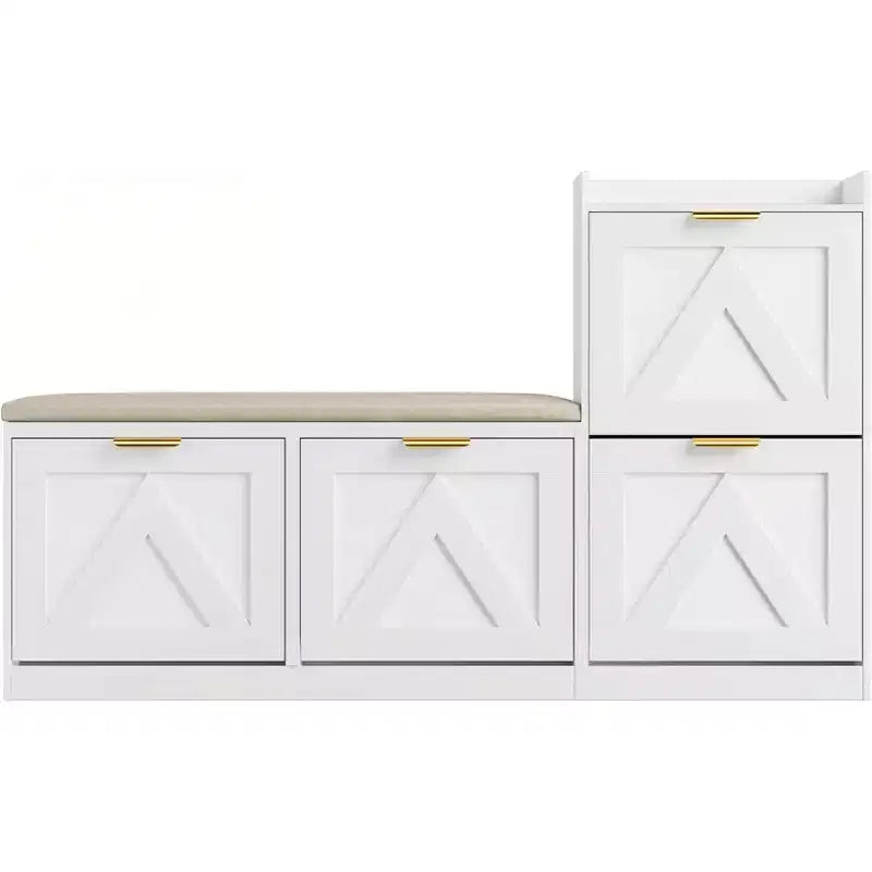 Schuhschrank mit Sitzbank & 4 Klappfächern – Schmaler Eingangsbereich-Organizer für 35–40 Paar Schuhe