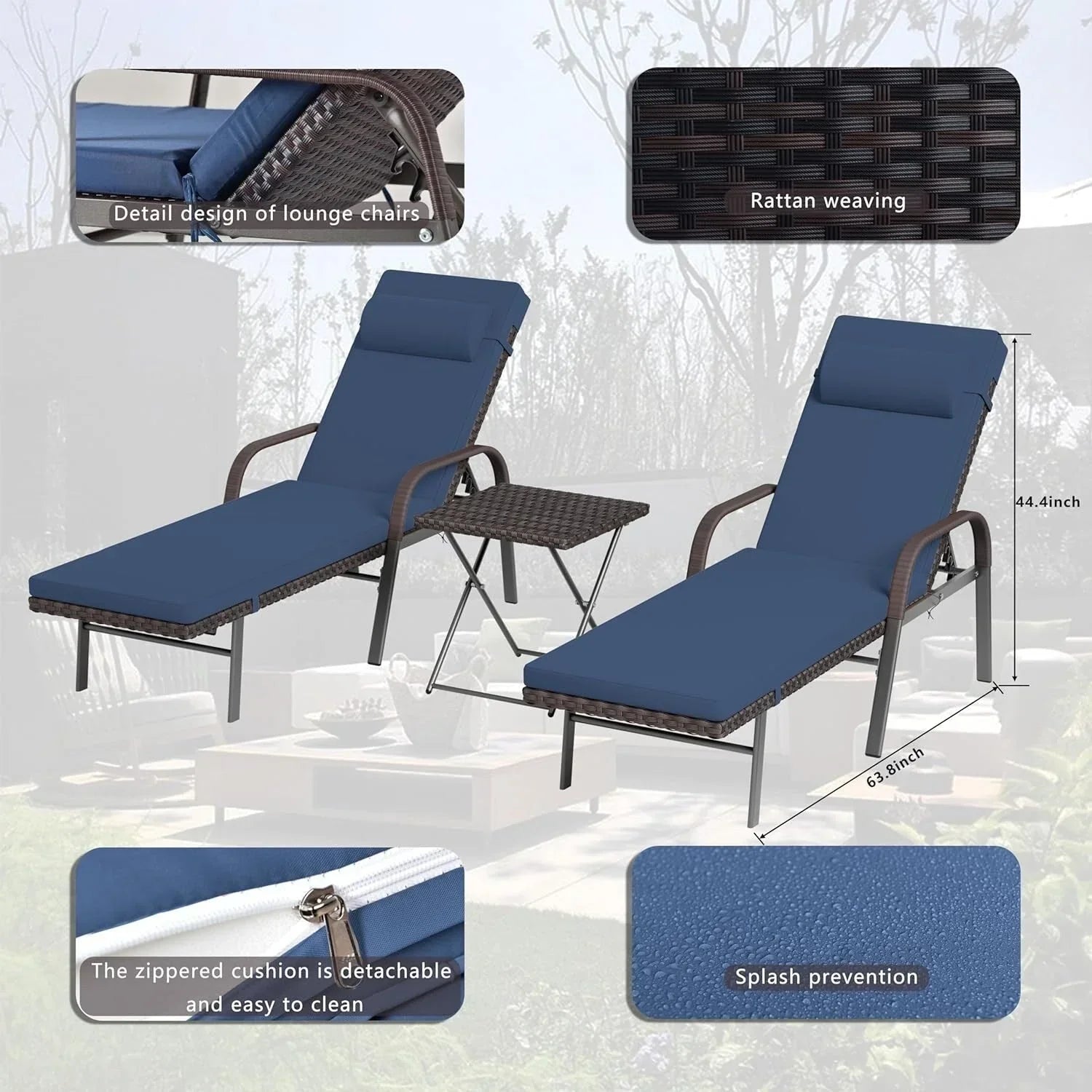 Kullavik 3-teiliges Outdoor-Liegen-Set