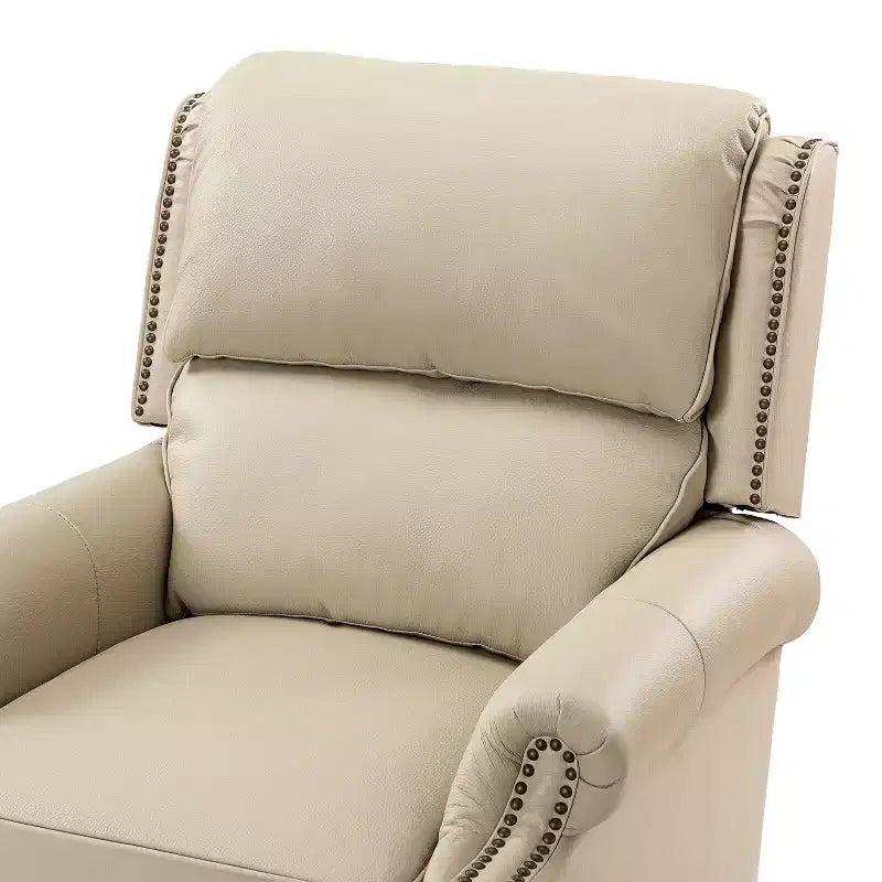 2er-Set Elisabete Modern Wingback Echtleder-Liegesessel mit Vintage-Nagelkopfleiste für Wohn- und Schlafzimmer | ART OF LIVING DESIGNS