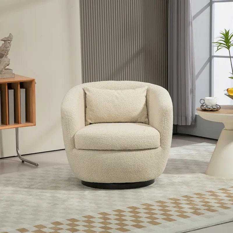 Gepolsterter drehbarer Fauteuil mit Stauraum, moderner Wohnzimmer-Sessel für Schlafzimmer/Büro/Lesebereiche