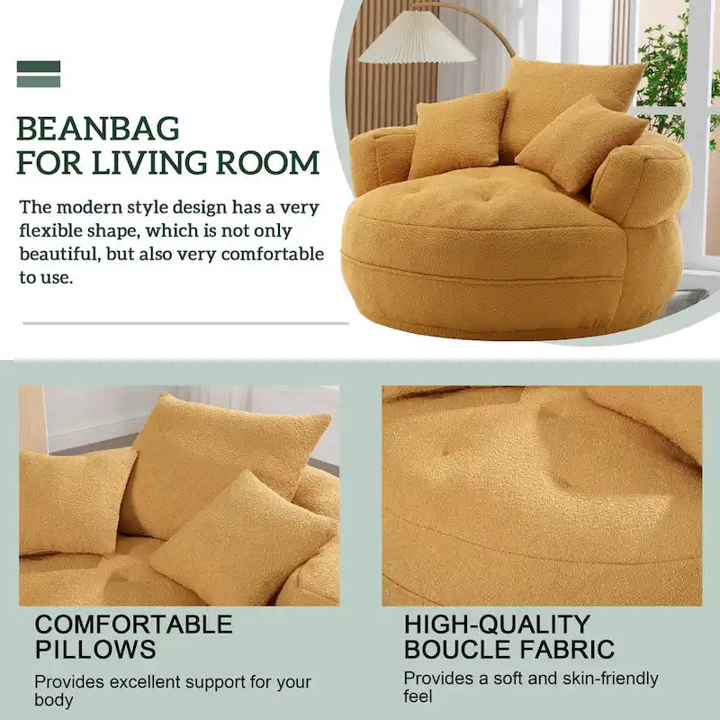Rundes Lazy Sofa – Weiß/Blau/Grau/Gelb/Orange/Rosenrot/Marineblau/Grün, Einzel- und Doppel-Sitz