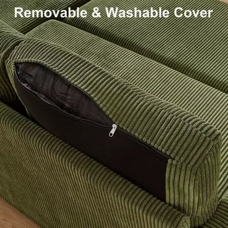Dyonery 2-in-1 Schlafsofa ausziehbar mit Stauraum-Recamiere, Cord-Ecksofa mit USB-Anschlüssen für das Wohnzimmer