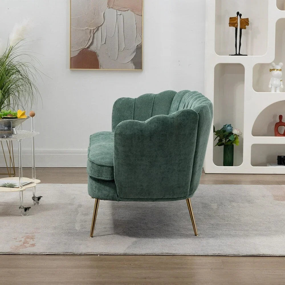 Kleines Mini-Zimmer-Sofa Zweisitzer mit Goldmetallfüßen - 2 Sitzer