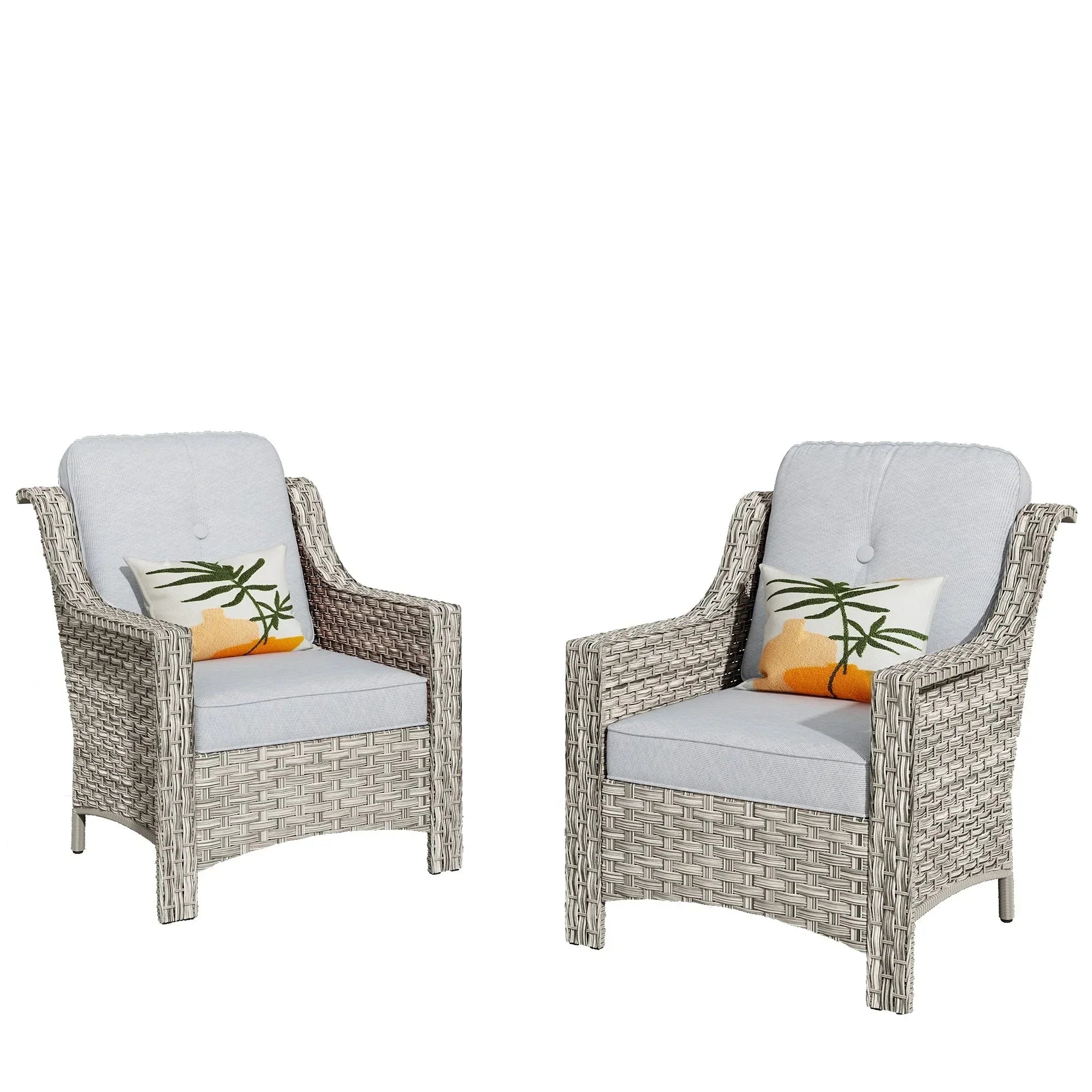 HOOOWOOO 2-teiliges Gartenmöbelset aus Rattan mit hoher Rückenlehne