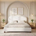 Christopher Knight Home Matteo Modernes Bett aus Gummibaumholz mit Bouclé-Bezug