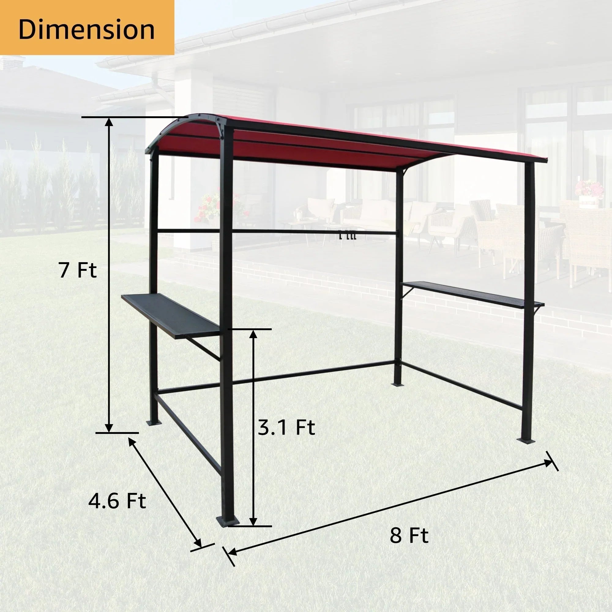 Outdoor-Grillpavillon mit Stahlrahmen, 1,5 m x 2,4 m