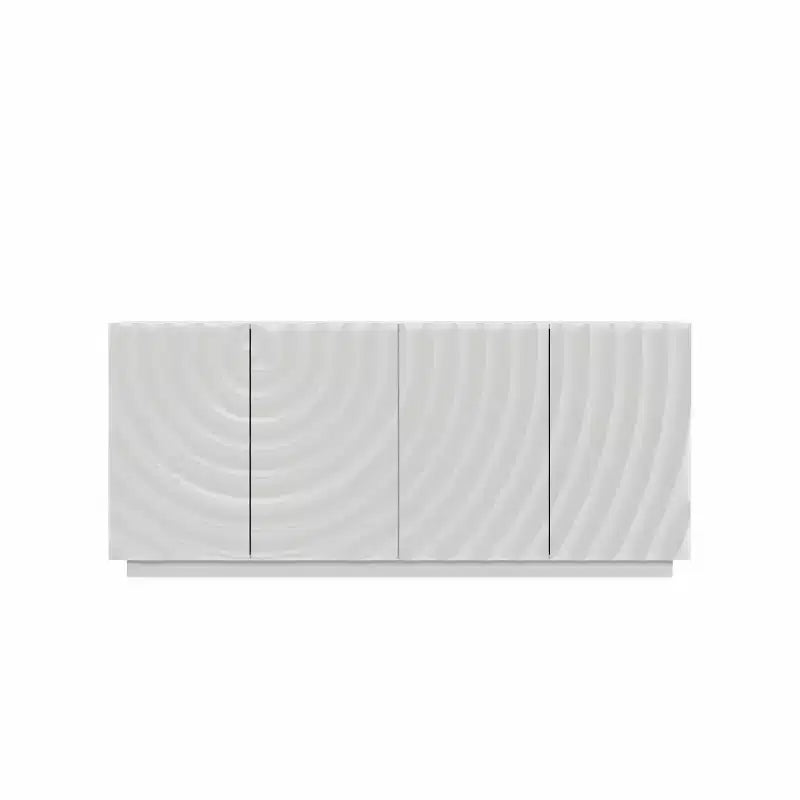 59 Modernes Spiral-Sideboard-Buffetschrank, flaches Kunst-Eingangs-Aufbewahrungsschrank mit 3D-Riffeltextur-Türen