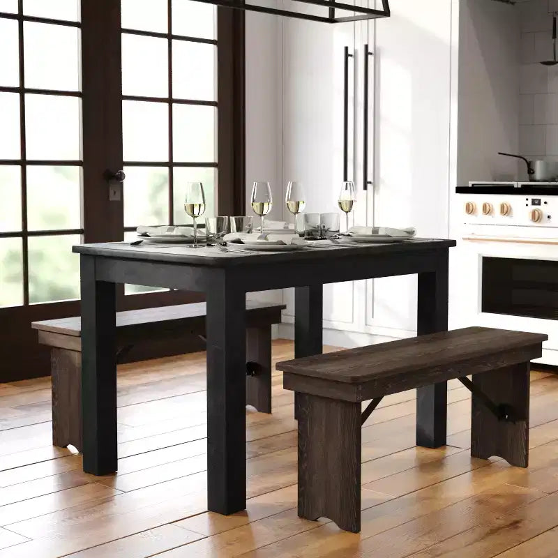 Flash Furniture 46 x 30 rechteckiger Esstisch aus massiver Kiefer im Landhausstil