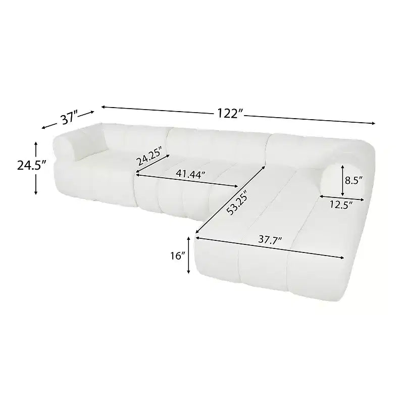Christopher Knight Home Keri 122 Modernes L-förmiges Polsterecksofa aus hochdichtem Schaumstoff mit niedriger Rückenlehne