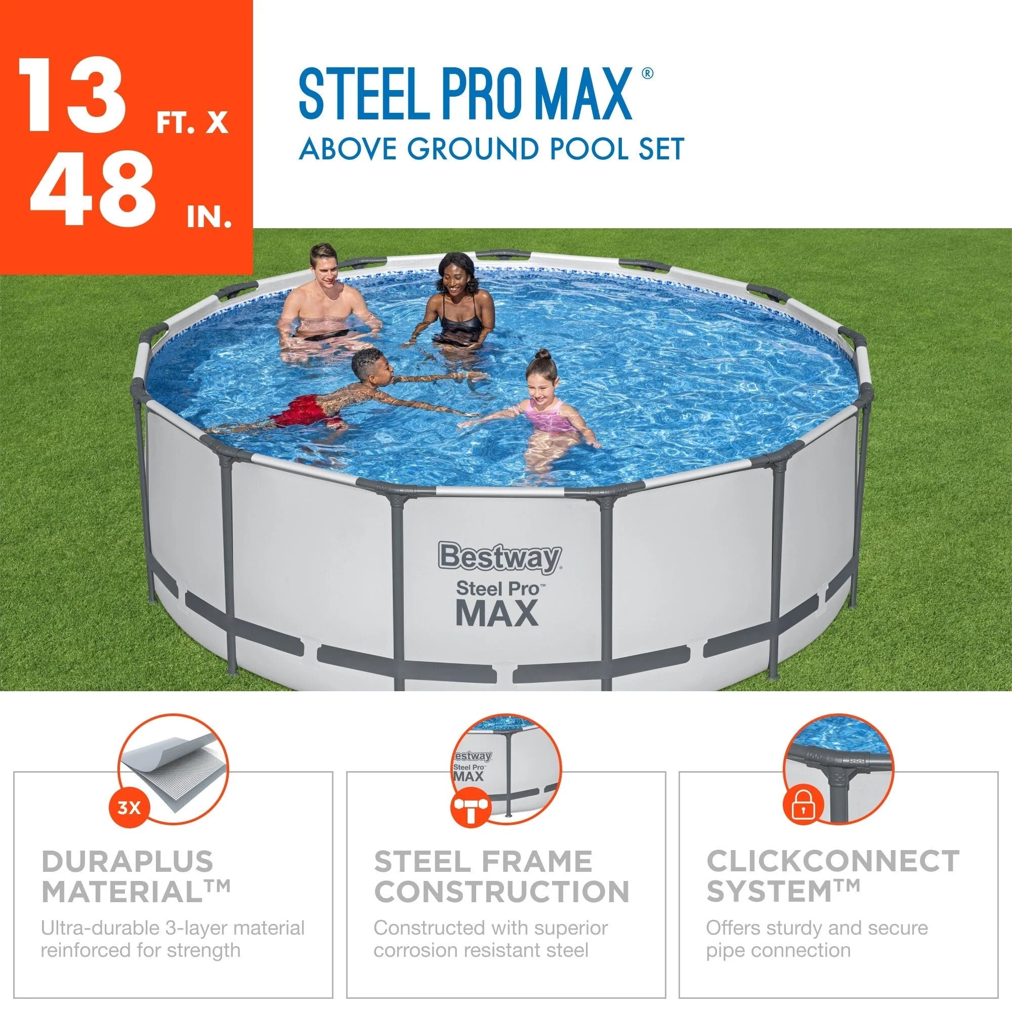 Bestway Steel Pro MAX Rundschwimmbecken Aufstellpool mit Pumpe & Abdeckung