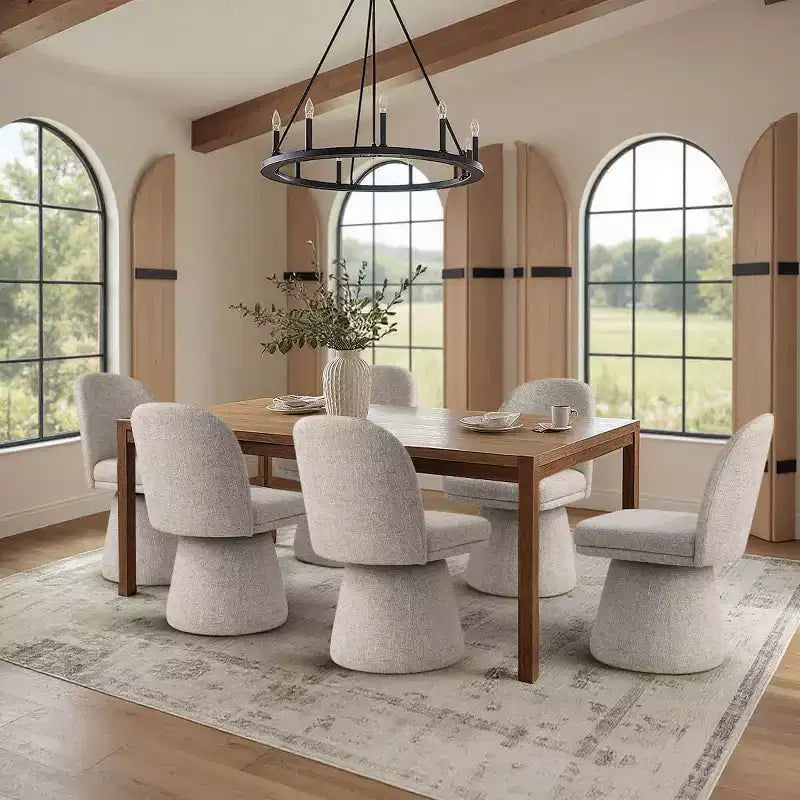 6er-Set moderne, armlose 360-Grad-Drehstühle mit Sockelgestell, elegante Akzentstühle für Küche, Esszimmer oder Büro – Panipeachy