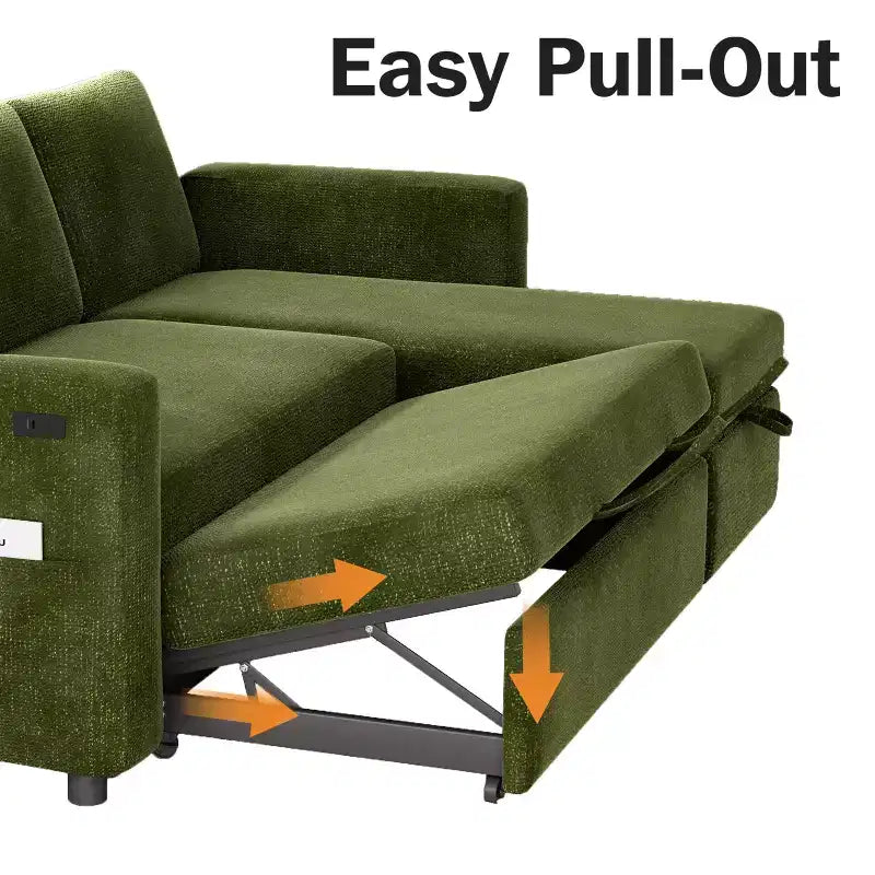 Dyonery 81 Sektional-Schlafsofa, L-förmige Ausziehcouch mit beidseitigem Stauraum, USB, verstellbare Rückenlehne