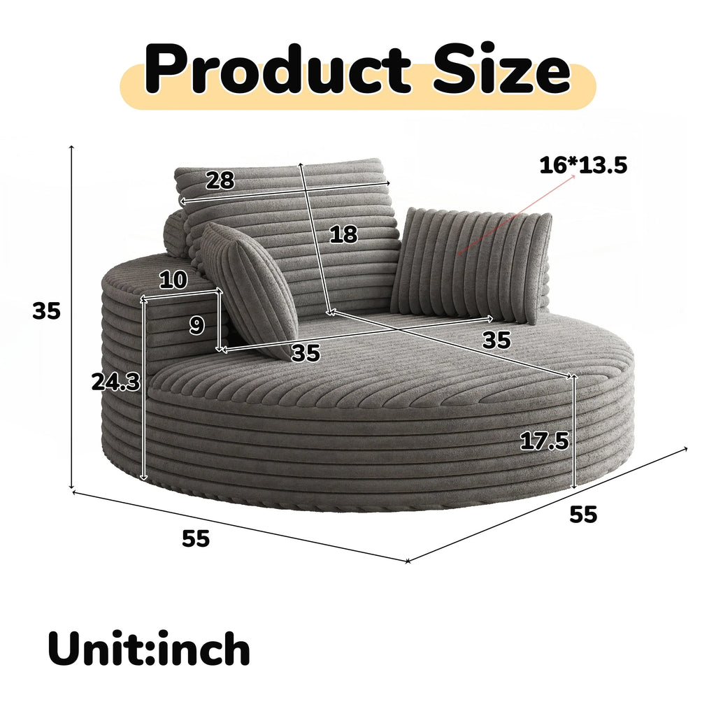 Einzelsessel aus Kord-Chenille-Schaumstoff, drehbar