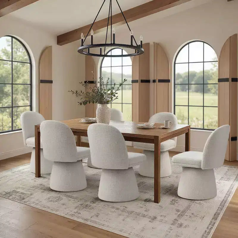 6er-Set moderne, armlose 360-Grad-Drehstühle mit Sockelgestell, elegante Akzentstühle für Küche, Esszimmer oder Büro – Panipeachy