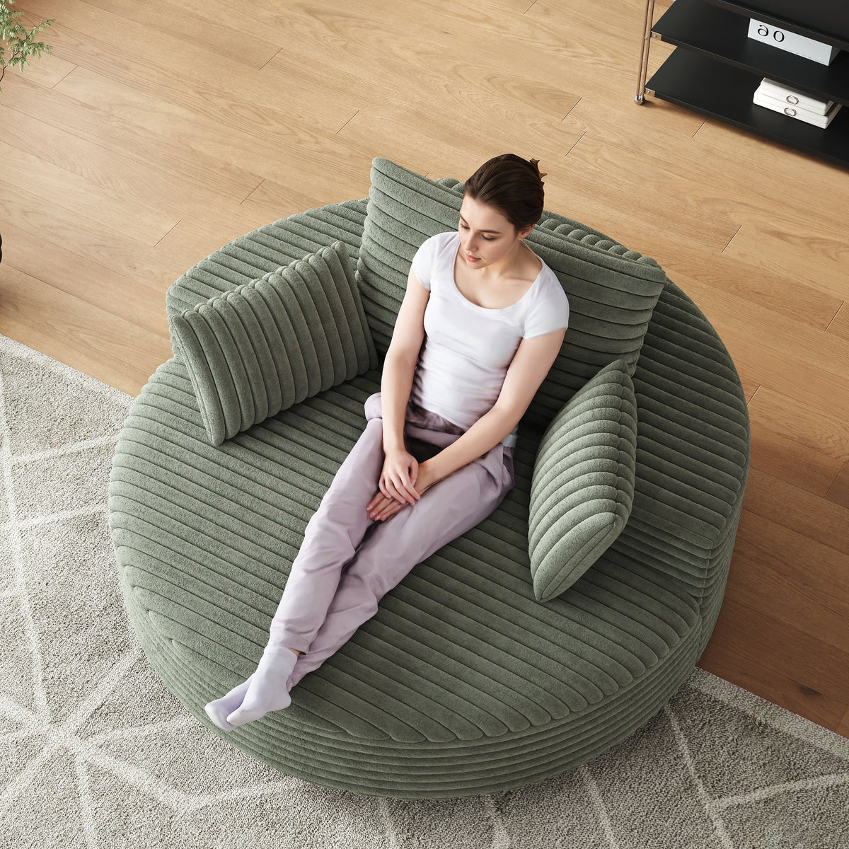Einzelsessel aus Kord-Chenille-Schaumstoff, drehbar