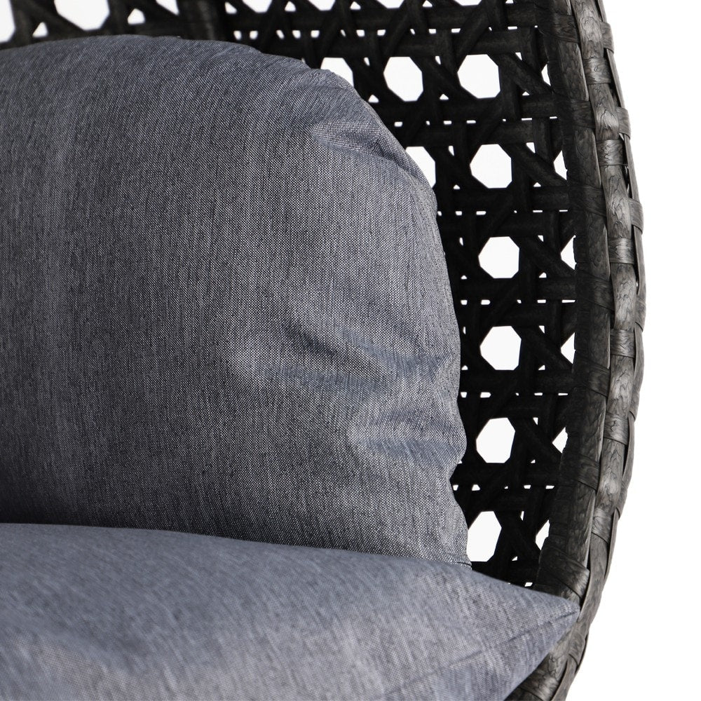 LeisureMod 2-Person Hängesessel mit Ständer – Outdoor/Indoor Rattan Korbsessel Garten-Schaukelhängematte mit Kissen