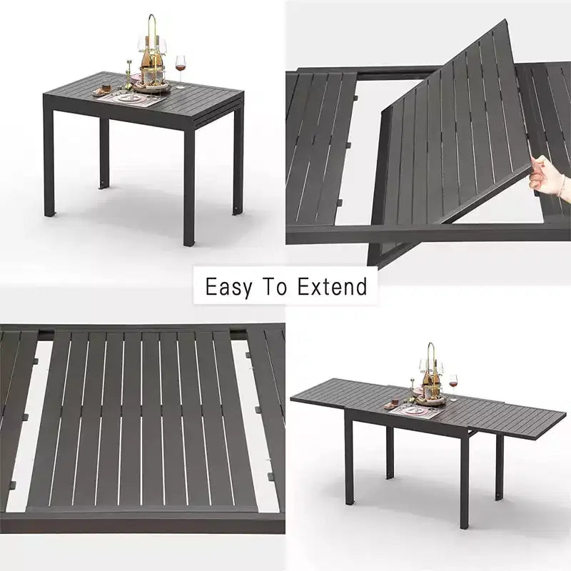 Okak Esstisch Aluminium ausziehbarer Terrassentisch Esstisch Küchentisch für das Esszimmer