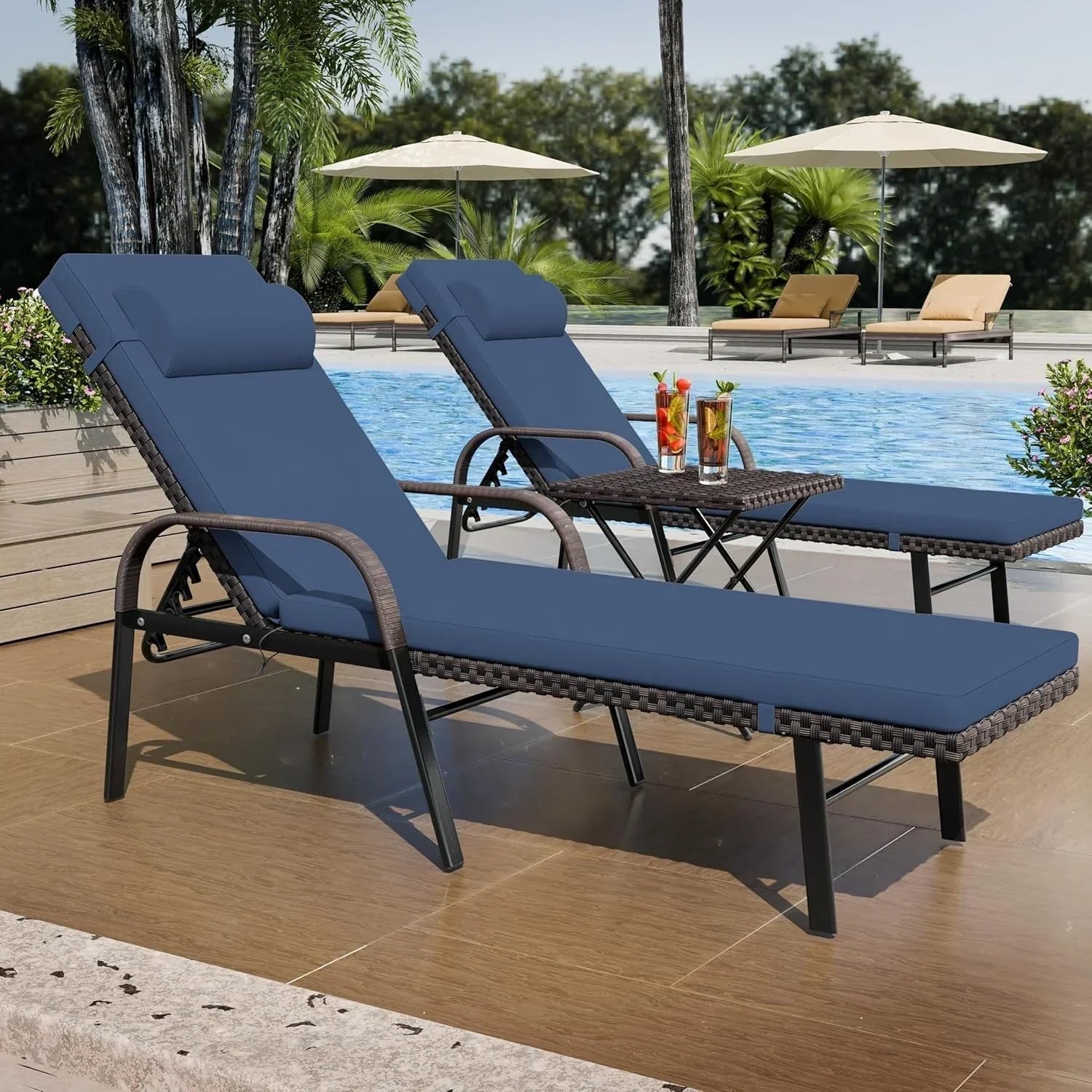 Kullavik 3-teiliges Outdoor-Liegen-Set