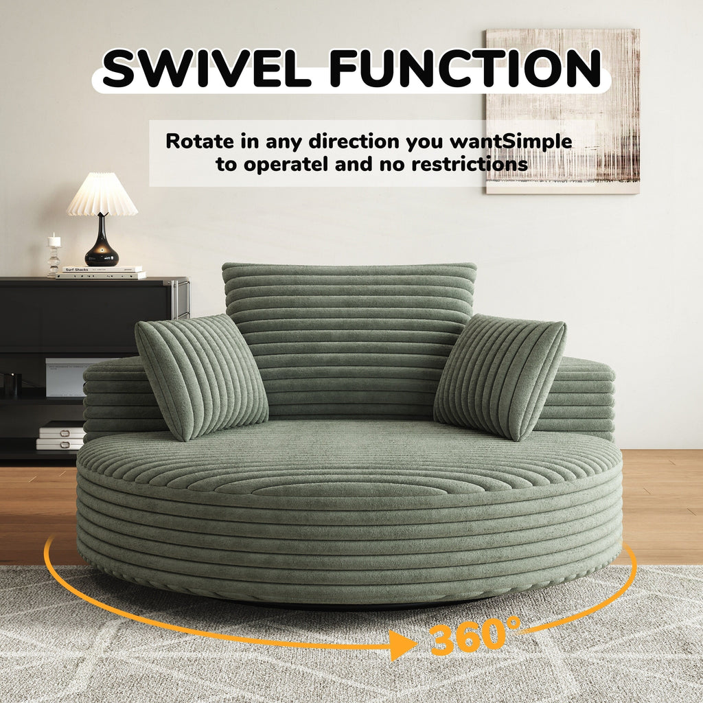 Einzelsessel aus Kord-Chenille-Schaumstoff, drehbar
