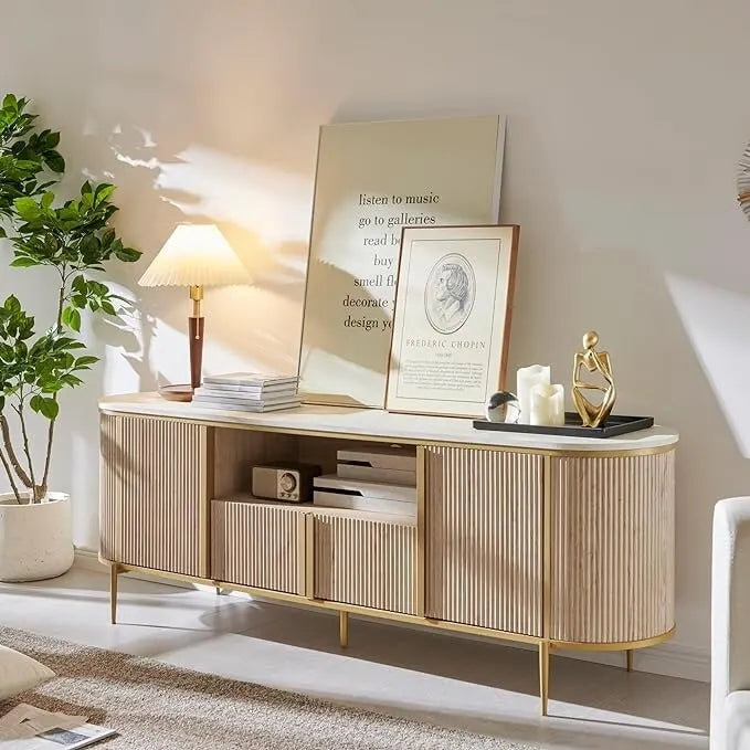 Moderner Luxus-TV-Ständer, Entertainment-Center, mit Kunstmarmorplatte