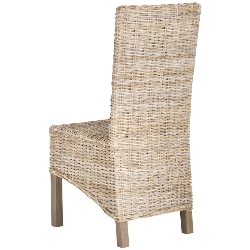 2er-Set Esszimmerstühle aus natürlichem Korbgeflecht 48B x 56T x 104H cm, Boho Coastal Stil