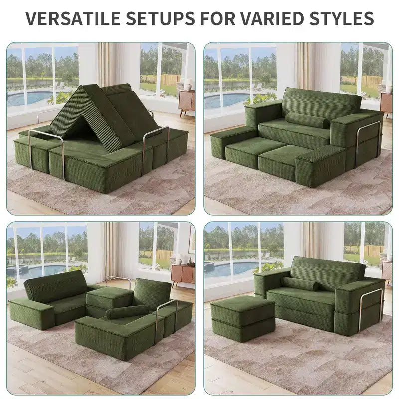 Verwandelbare Cloud-Sektionalcouch Bequemes Kord-Sektionalsofa Bequeme Couch mit tiefem Sitz & hohen Kissen Einfache Montage