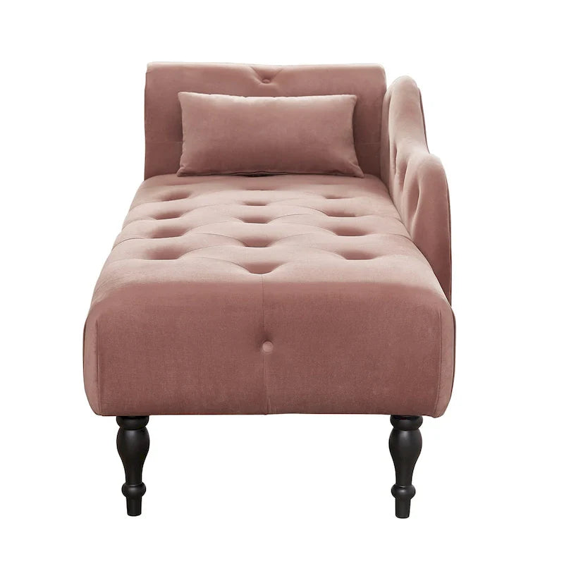 Moderne 60.6 Samt gepolsterte Knöpfe getuftete Chaiselongue mit Massivholzbeinen und Ziernägeln