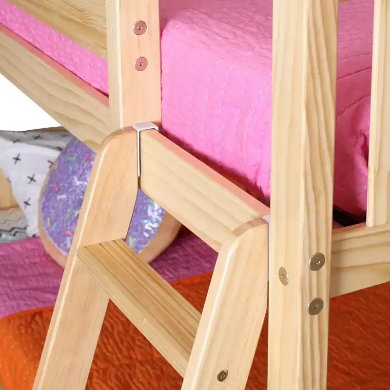 Max & Lily Twin-über-Twin Niedriges Etagenbett mit Vorhängen
