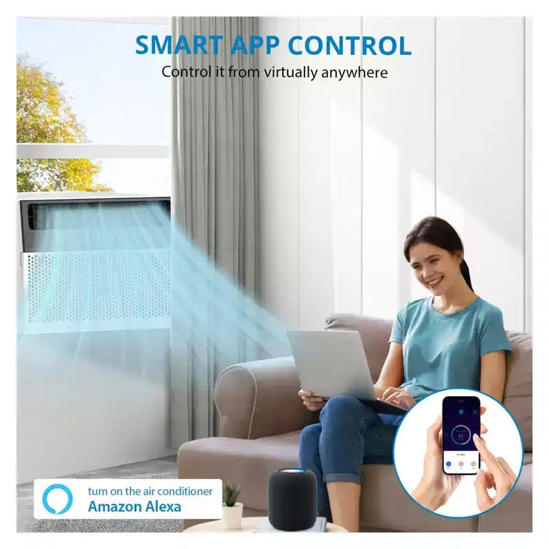 Acekool 6.000 BTU Smart Fenster-Klimaanlage, WLAN-Raumklimaanlage mit Fernbedienung, leise Kühlung für Räume bis 23 m²