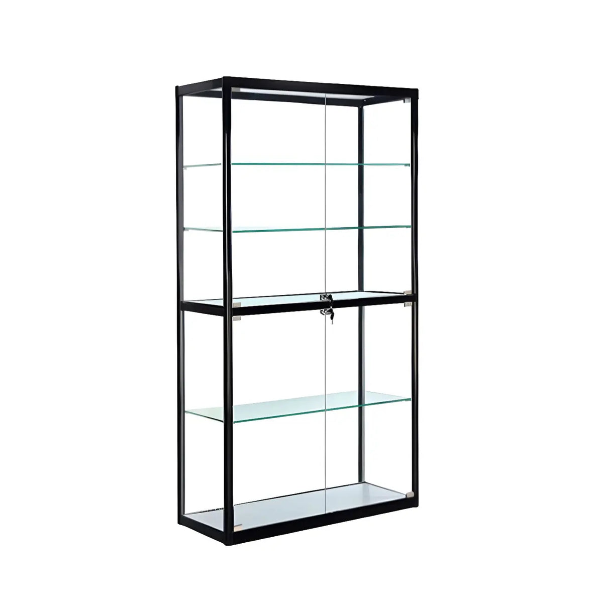 Zeitgenössische rechteckige Vitrine aus schwarzem Glas