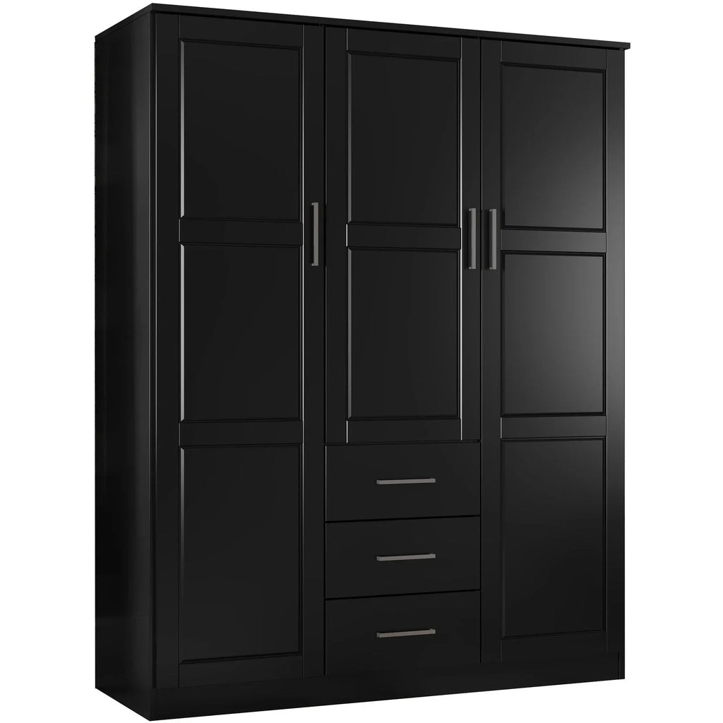 Palace Imports 100% Massivholz Cosmo Kleiderschrank mit 3 Türen mit Massivholz- oder Spiegeltüren