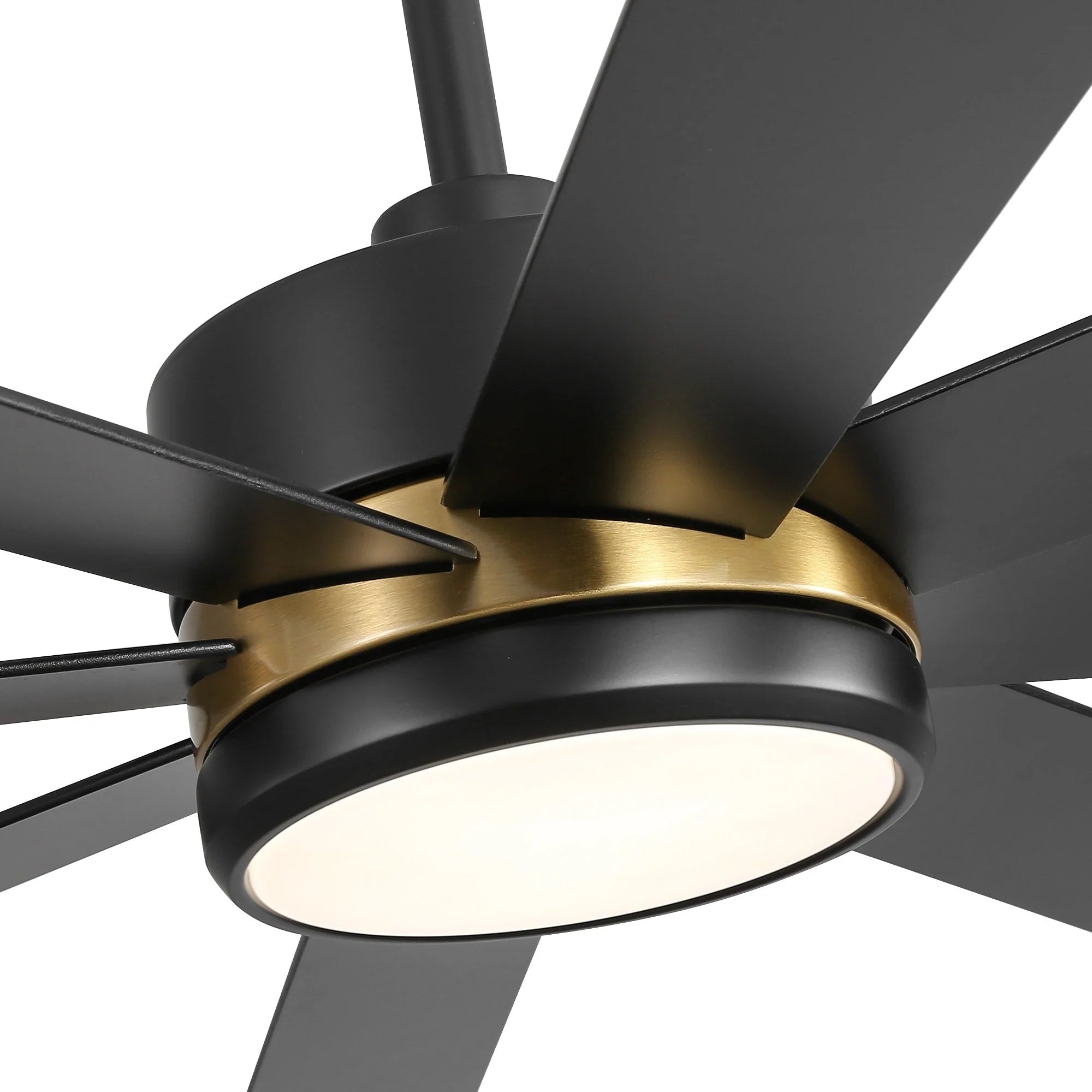 65-Zoll-LED-Deckenventilator mit 8 Flügeln, Licht und Fernbedienung, Schwarz