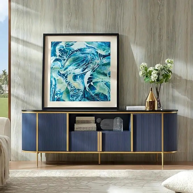 Moderner Luxus-TV-Ständer, Entertainment-Center, mit Kunstmarmorplatte