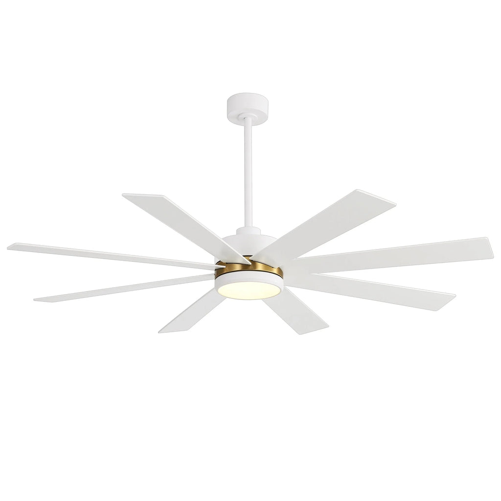65-Zoll-LED-Deckenventilator mit 8 Flügeln, Licht und Fernbedienung, Schwarz